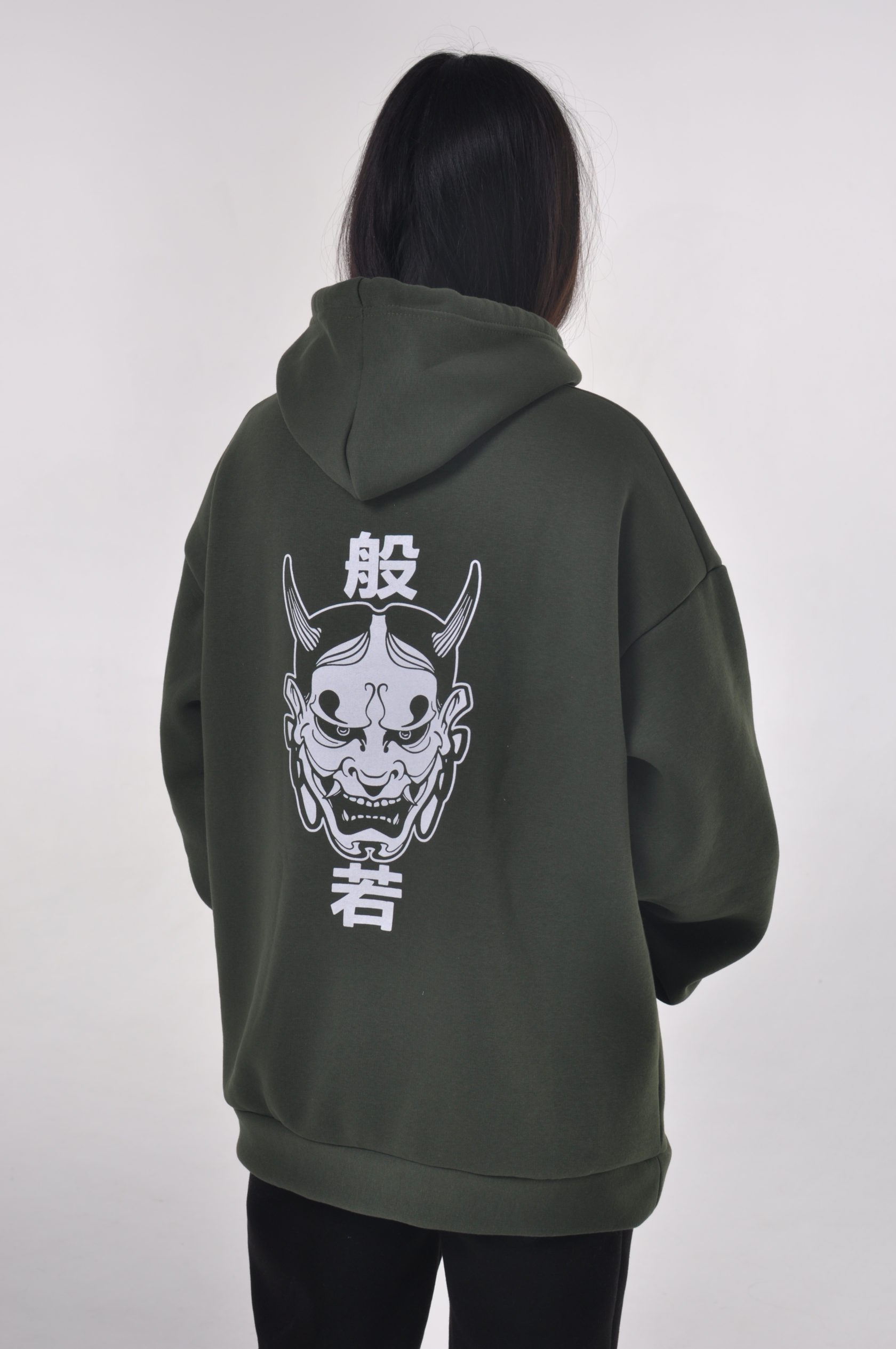 Худі оверсайз унісекс Hannya Khaki - Taboo Clothing Company