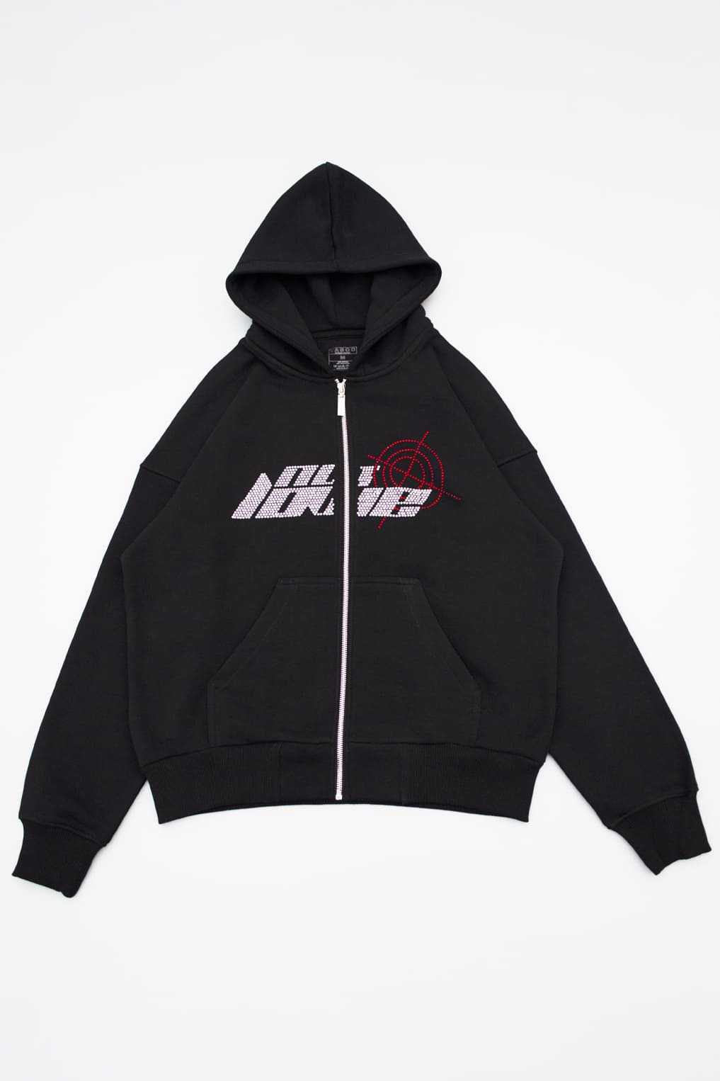 Зіп худі оверсайз унісекс зі стразами No Love - Taboo Clothing Company