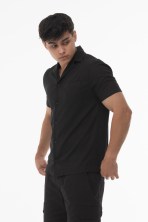 Лляна сорочка з короткими рукавами чоловіча Black